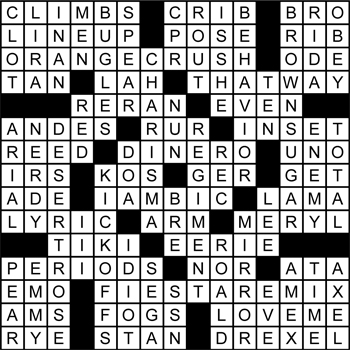 Halftime Crossword Solution