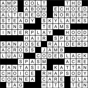 Halftime Crossword Solution