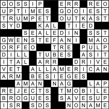 Halftime Crossword Solution