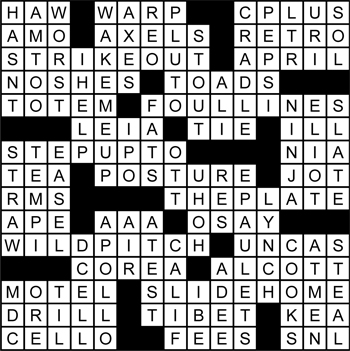 Halftime Crossword Solution