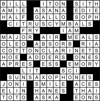 Halftime Crossword Solution