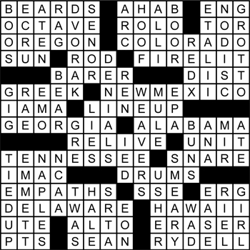 Halftime Crossword Solution