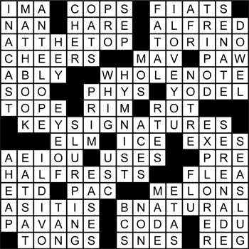 Halftime Crossword Solution