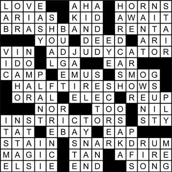 Halftime Crossword Solution