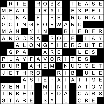 Halftime Crossword Solution