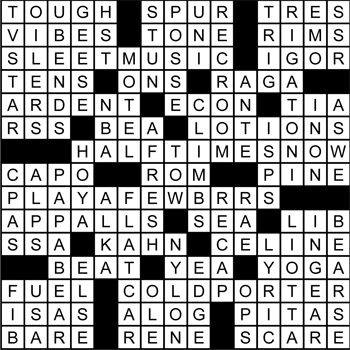 Halftime Crossword Solution