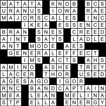 Halftime Crossword Solution