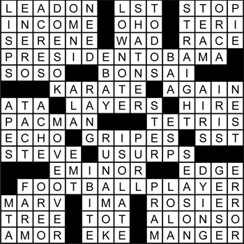 Halftime Crossword Solution