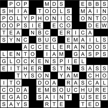 Halftime Crossword Solution